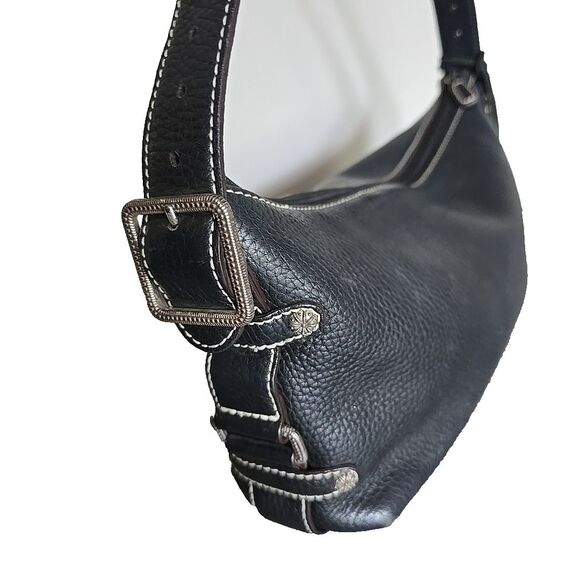 Brighton Black Pebbled Leather Shoulder Bag Women’s Purse Y2K Vibes Queen Of Lov - Picture 3 of 8
